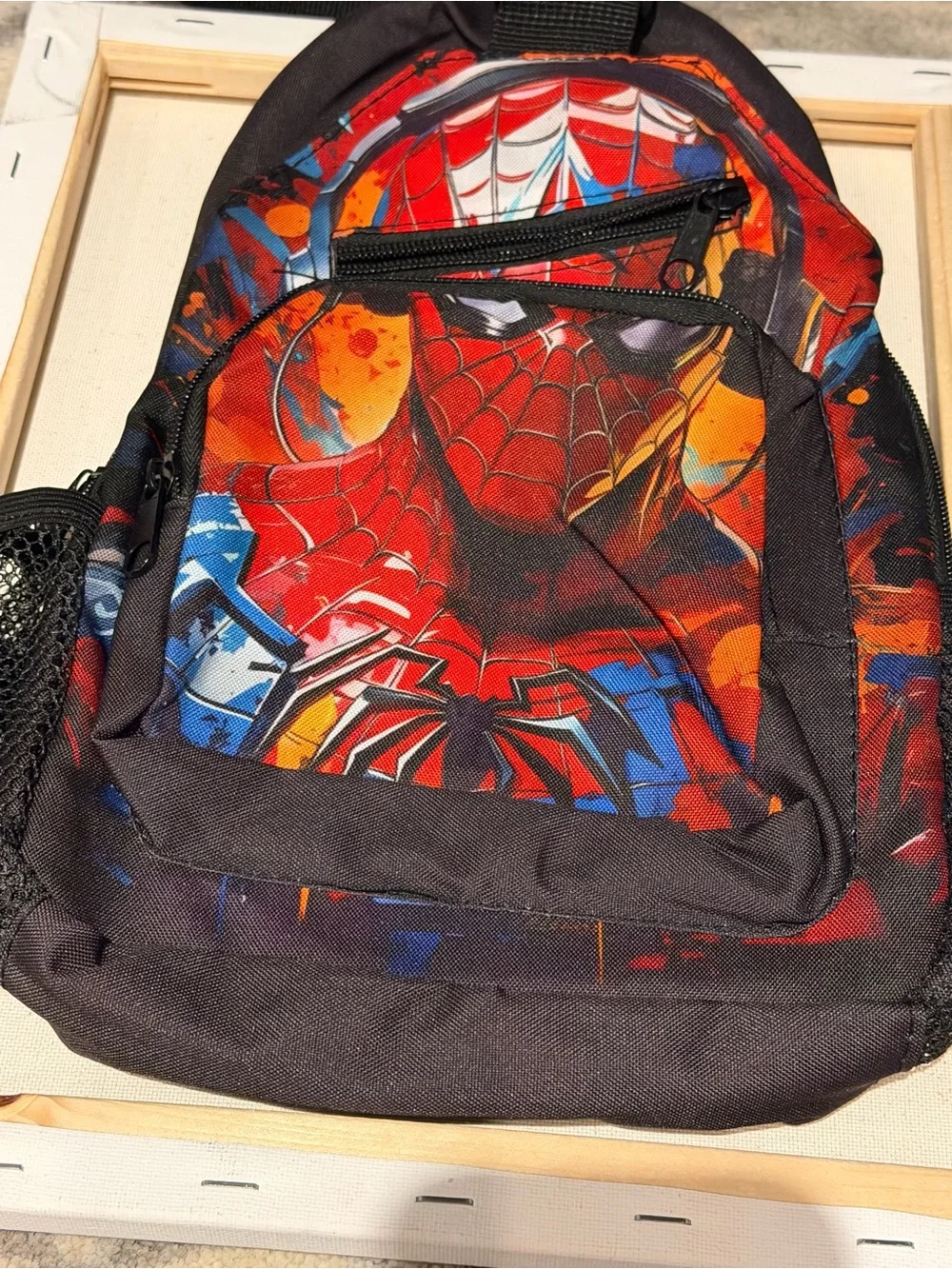 Source Unknown Black and Red Spiderman Kids Backpack with Blue Accents
